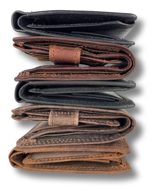 Men Wallet Buffalo Leather - Billfold - RFID - Arrigo: Black