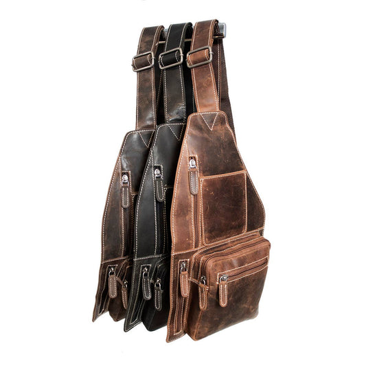 Arrigo Crossbody Shoulder Bag Buffalo Leather - 3 Colours: Zwart
