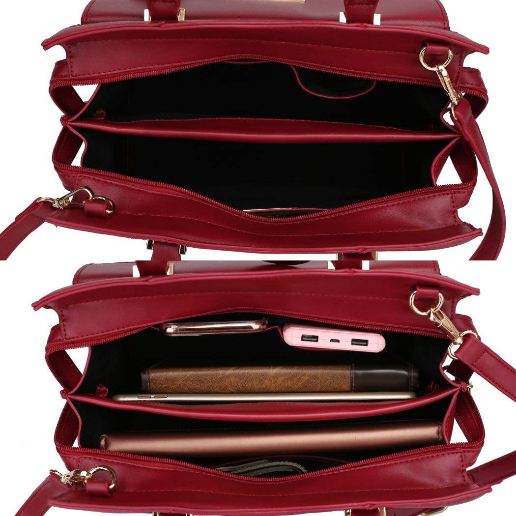 Alyssa Satchel Handbag, Crossover Women By Mia K.: Wine Combo