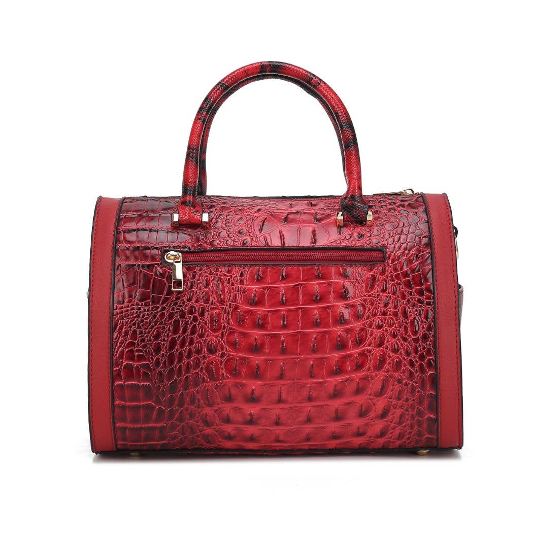 MKF Eleanor Faux Crocodile-Embossed Satchel Handbag by Mia K: Green