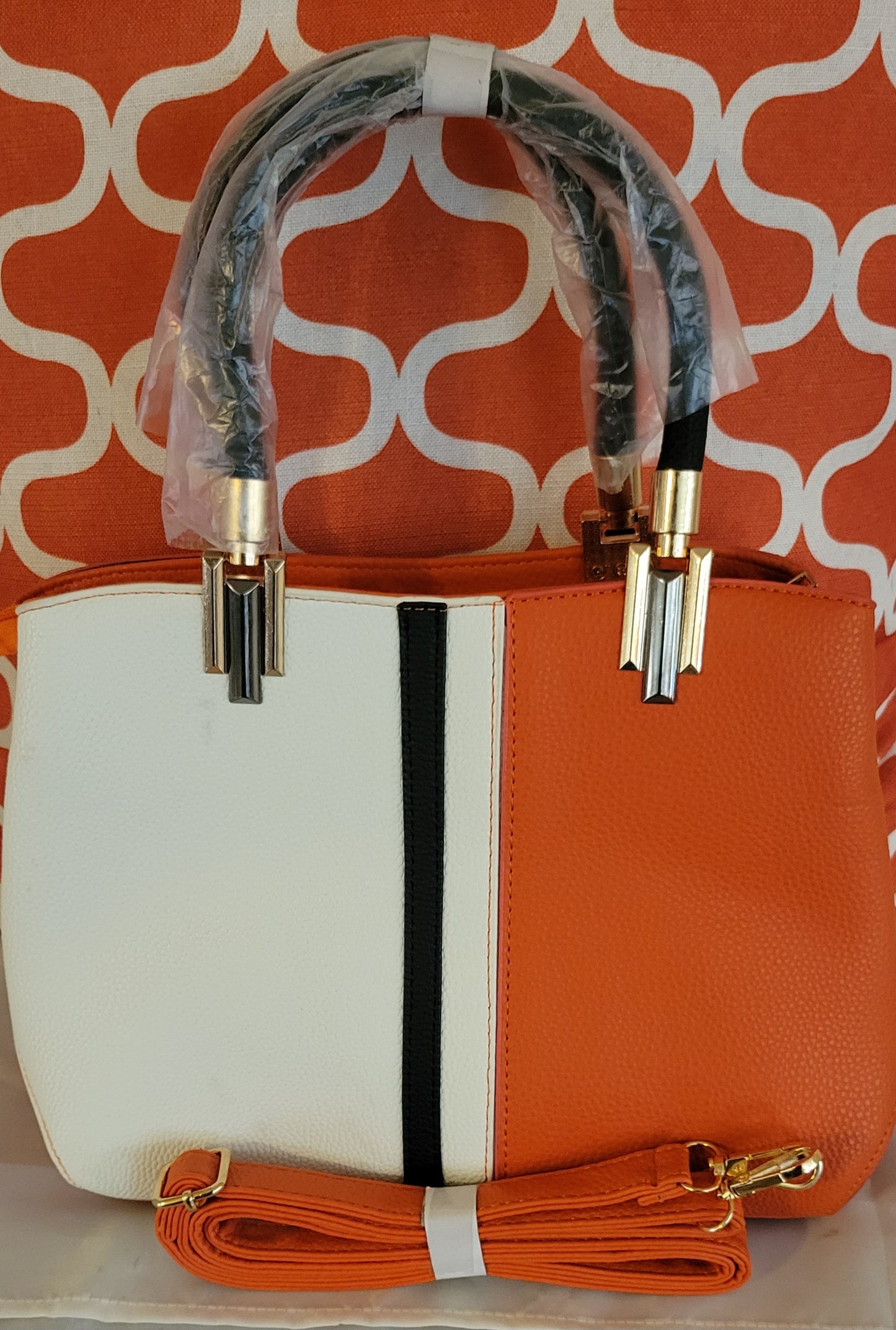 *NEW* Orange & White Single Stripe Satchel