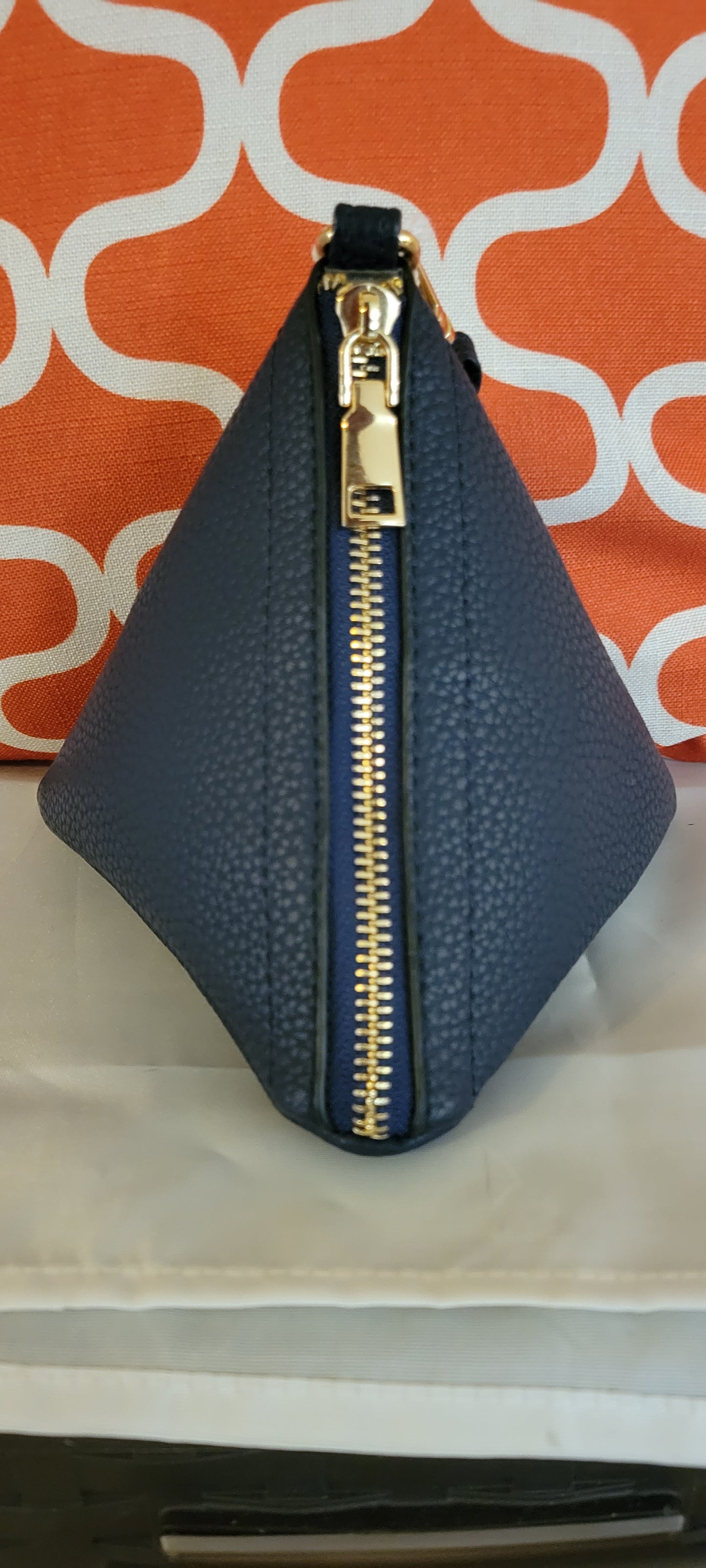 Navy Blue Pyramid Wristlet