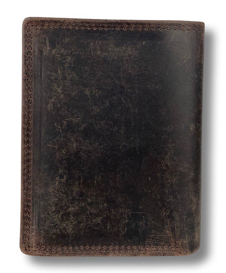 Men Wallet Buffalo Leather - Billfold - RFID - Arrigo: Black