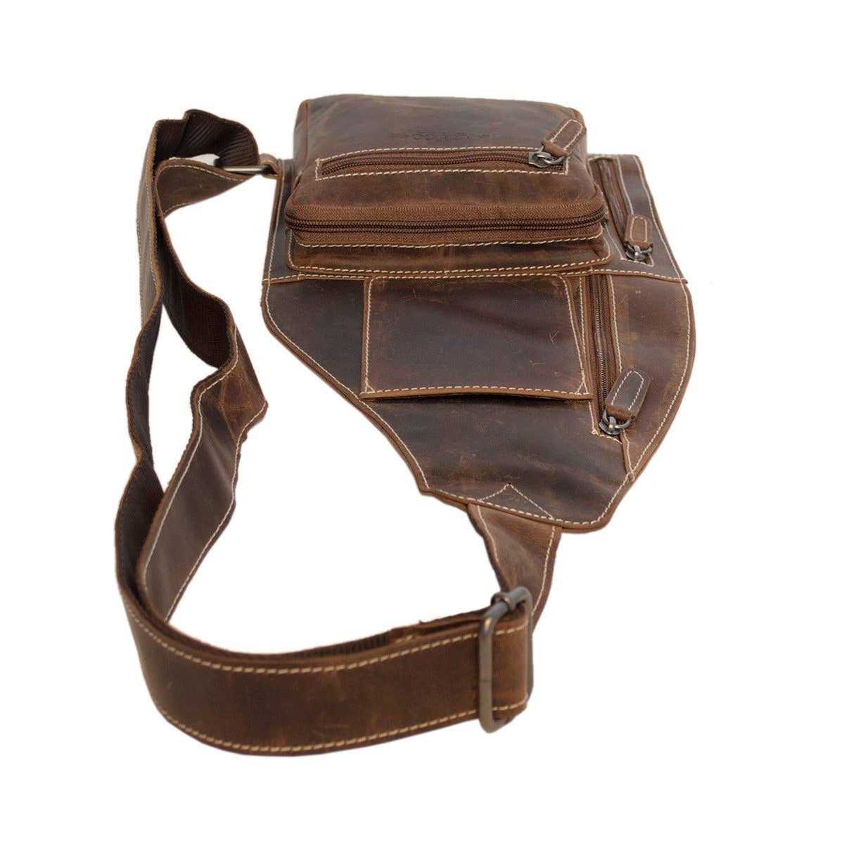 Arrigo Crossbody Shoulder Bag Buffalo Leather - 3 Colours: Donkerbruin