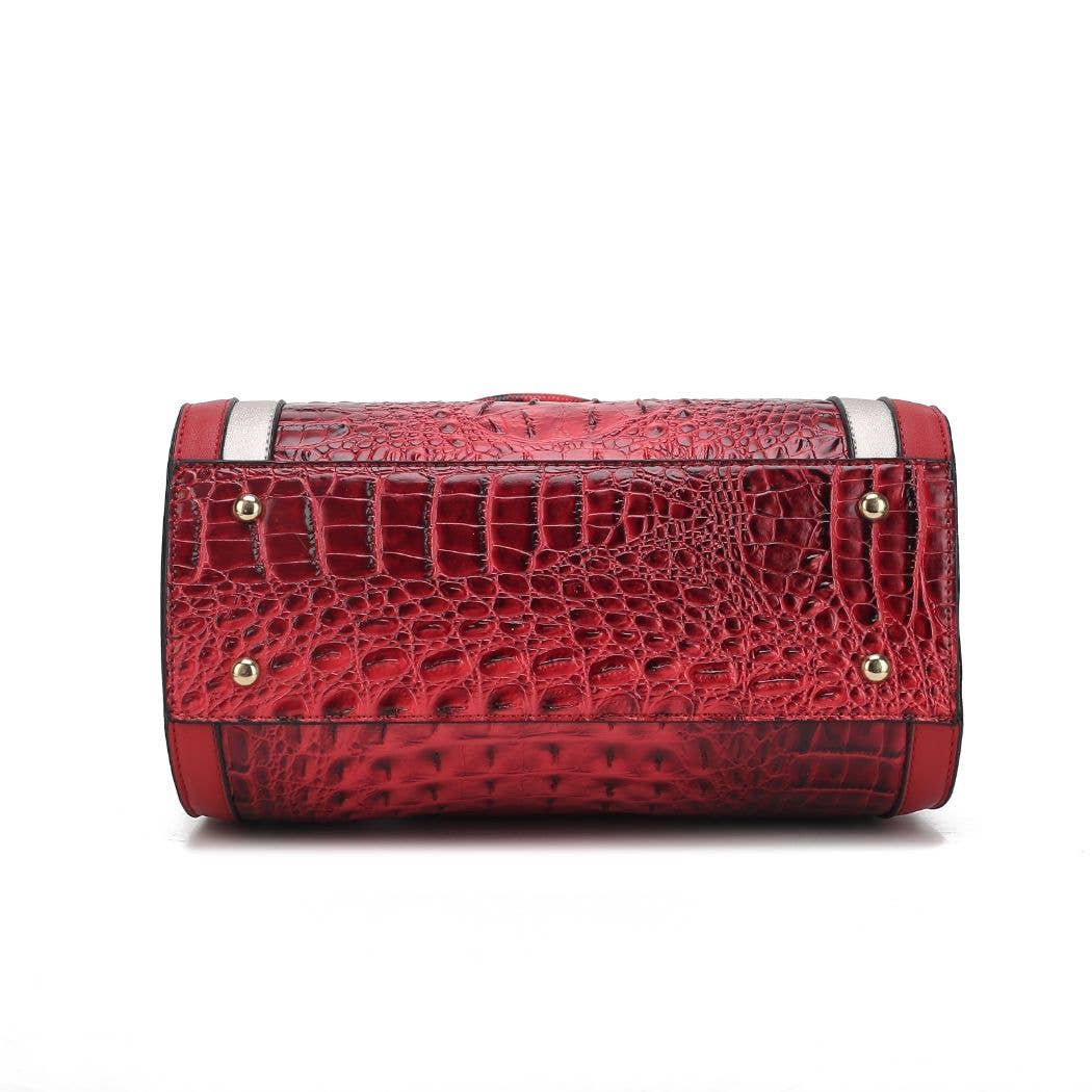 MKF Eleanor Faux Crocodile-Embossed Satchel Handbag by Mia K: Fuchsia