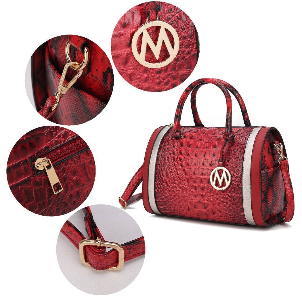 MKF Eleanor Faux Crocodile-Embossed Satchel Handbag by Mia K: Red