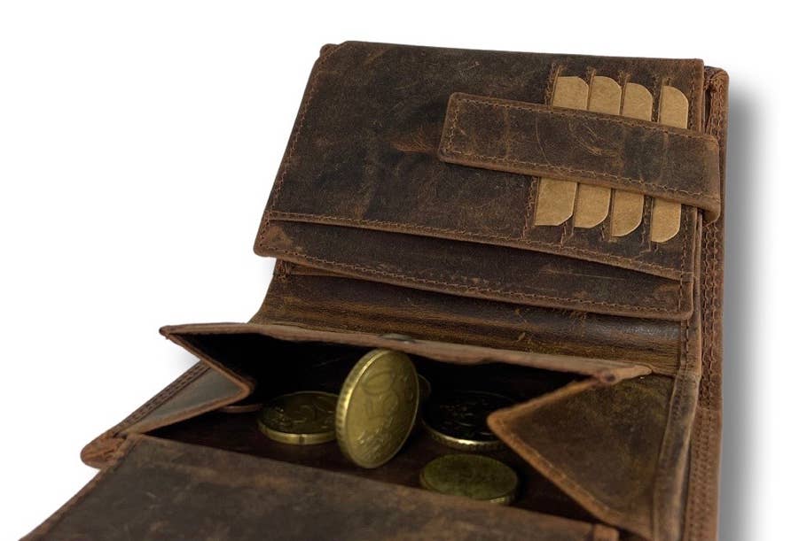 Men Wallet Buffalo Leather - Billfold - RFID - Arrigo: Black