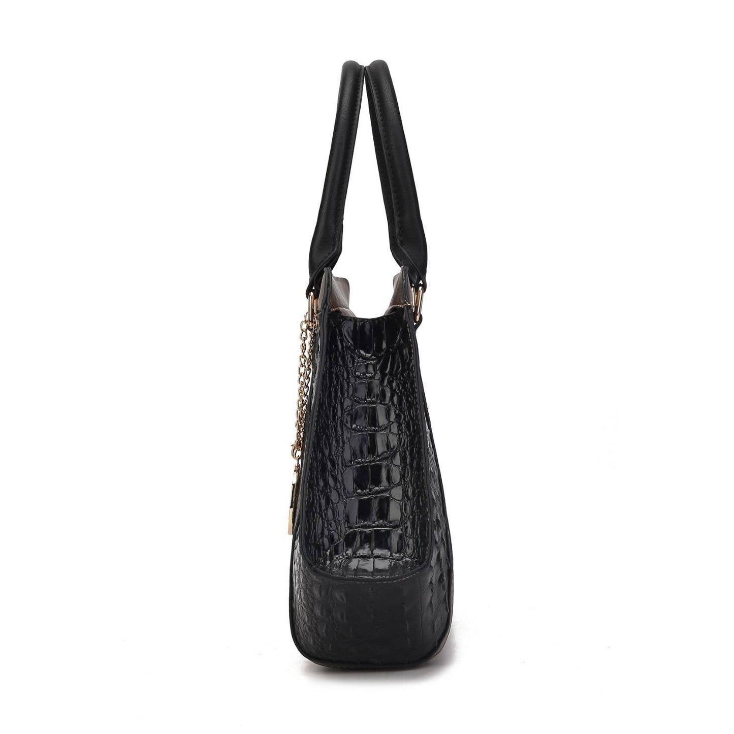 Daisy 2 PCS Croco Satchel Handbag & Wallet Women by Mia k: Black Charcoal