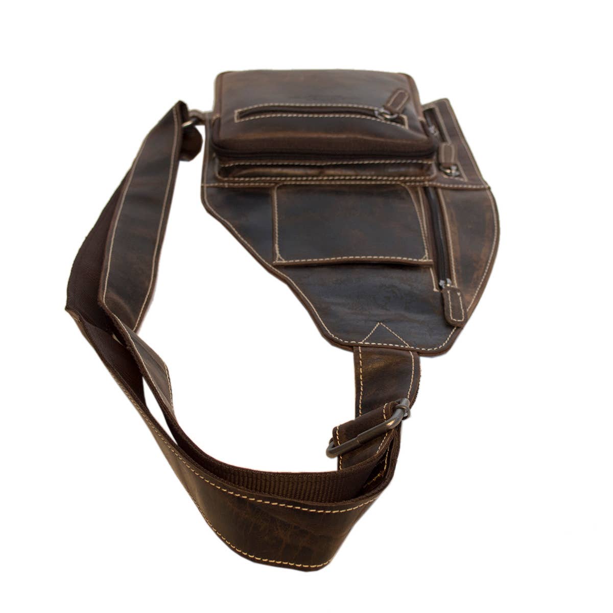 Arrigo Crossbody Shoulder Bag Buffalo Leather - 3 Colours: Zwart