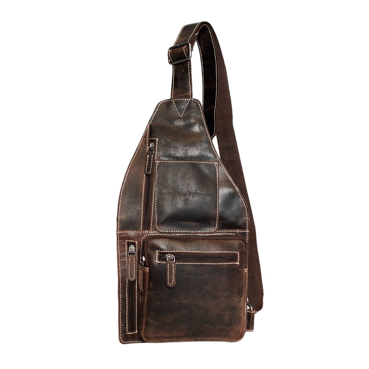 Arrigo Crossbody Shoulder Bag Buffalo Leather - 3 Colours: Zwart
