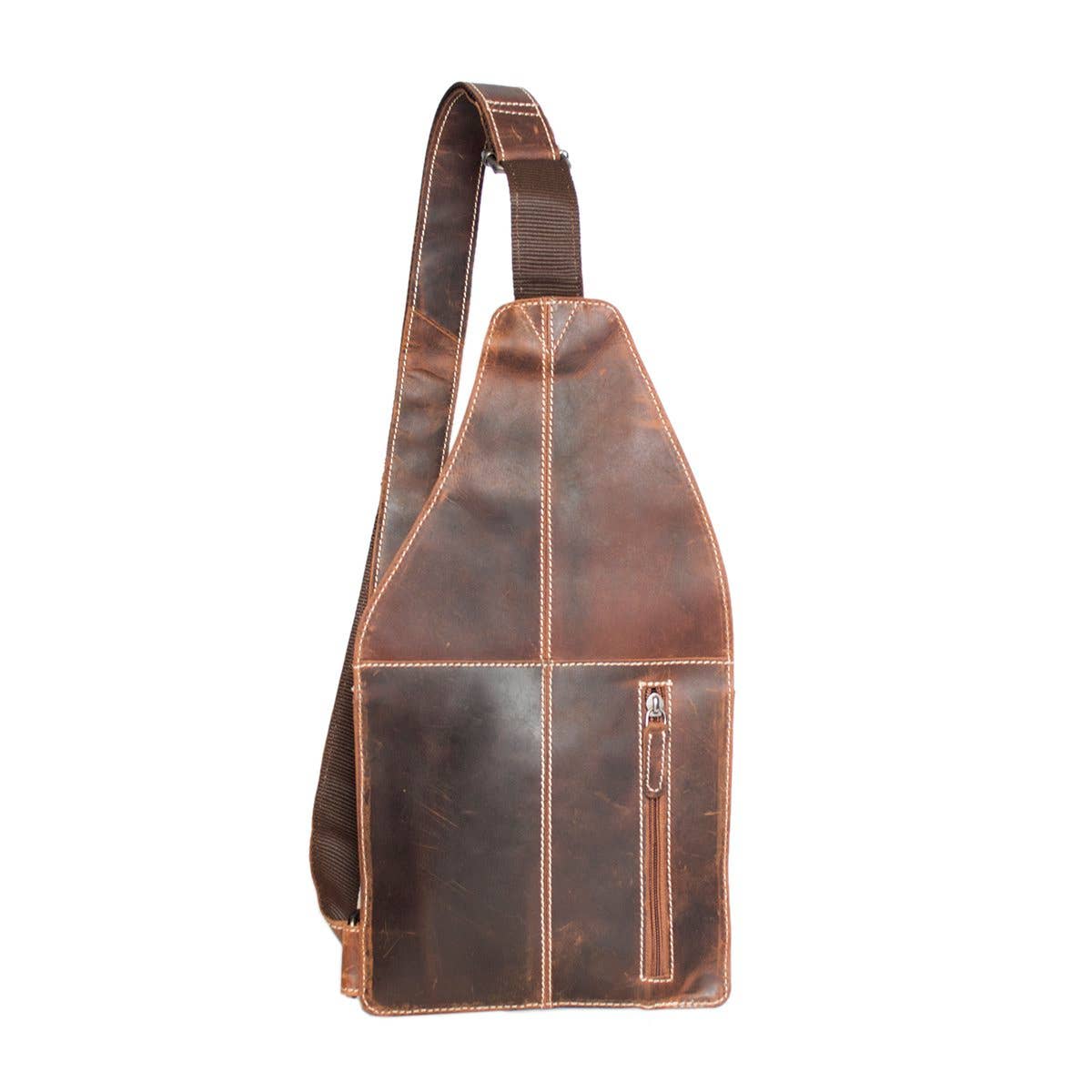 Arrigo Crossbody Shoulder Bag Buffalo Leather - 3 Colours: Donkerbruin