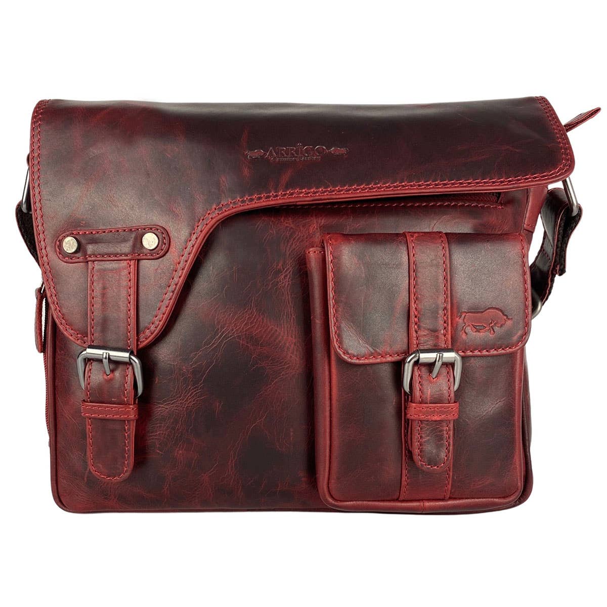 Messenger Bag - Shoulder Bag Leather - 6 colours - Arrigo: Red