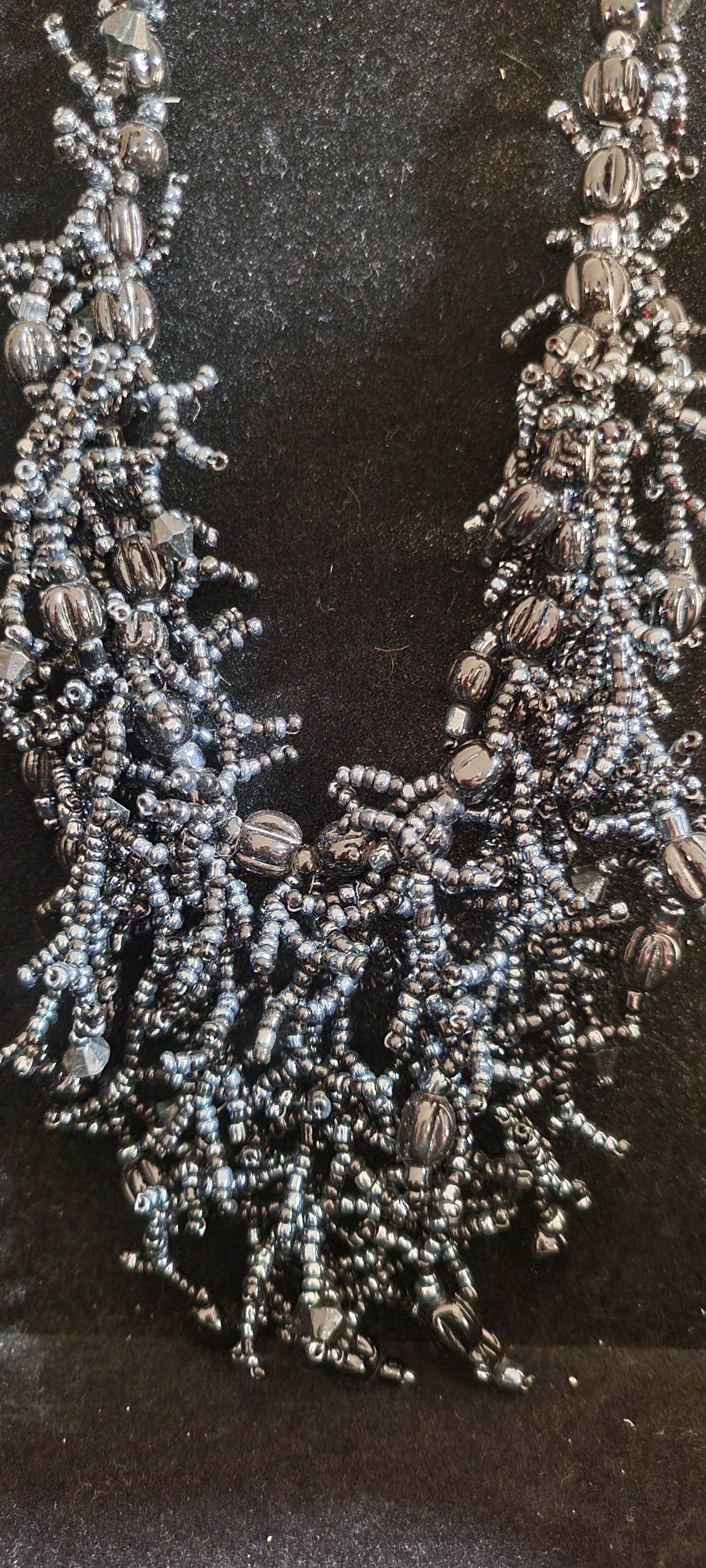 2 Piece Black Beaded Branch Set Necklace and Earrings