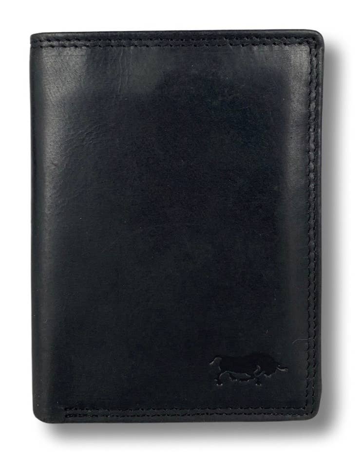 Men Wallet Buffalo Leather - Billfold - RFID - Arrigo: Black
