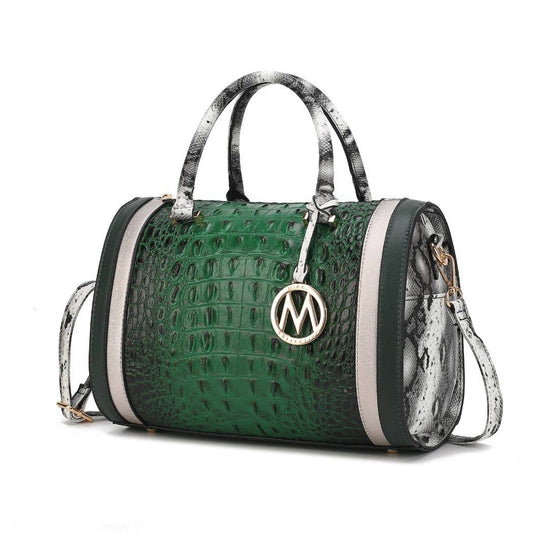 MKF Eleanor Faux Crocodile-Embossed Satchel Handbag by Mia K: Green