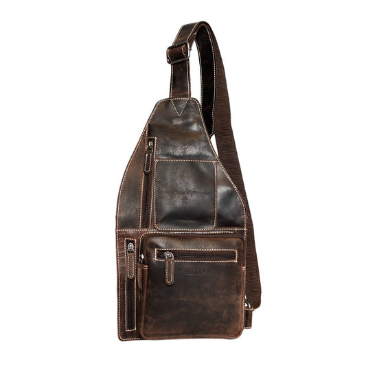 Arrigo Crossbody Shoulder Bag Buffalo Leather - 3 Colours: Donkerbruin