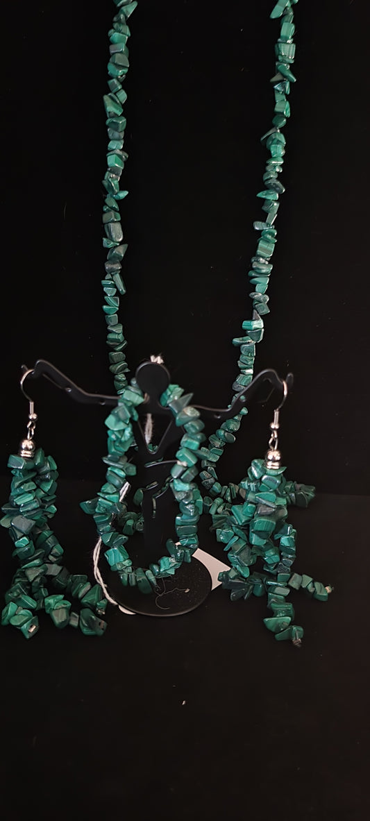 3 Piece Green with Envy Stone Set includes Bracelet, Earrings and Necklace