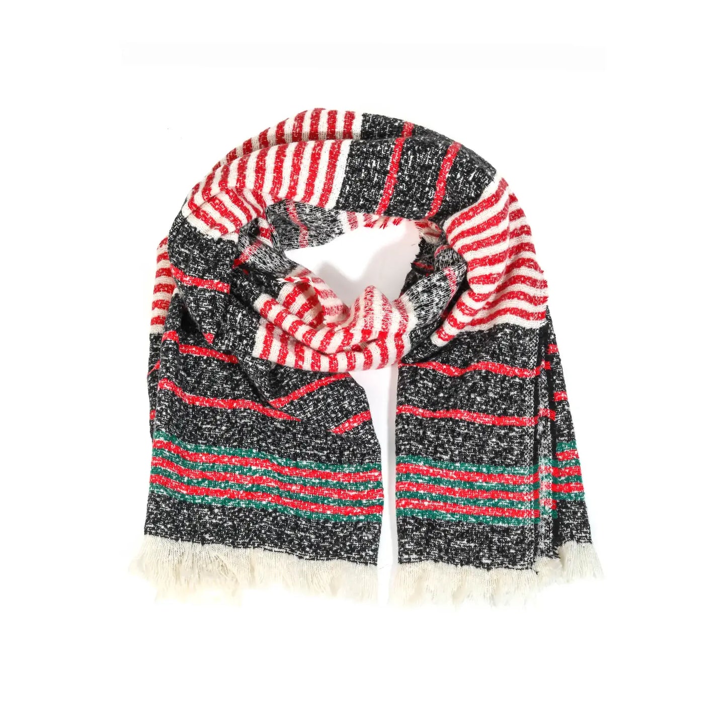 Wool Tatum Peppered Fedora w/ plaid fringe oblong scarf set