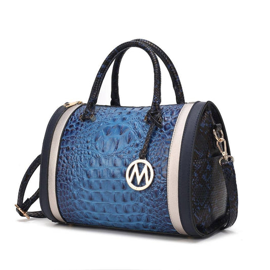 MKF Eleanor Faux Crocodile-Embossed Satchel Handbag by Mia K: Navy