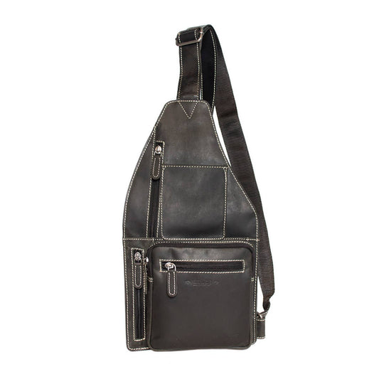Arrigo Crossbody Shoulder Bag Buffalo Leather - 3 Colours: Zwart