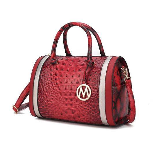 MKF Eleanor Faux Crocodile-Embossed Satchel Handbag by Mia K: Red