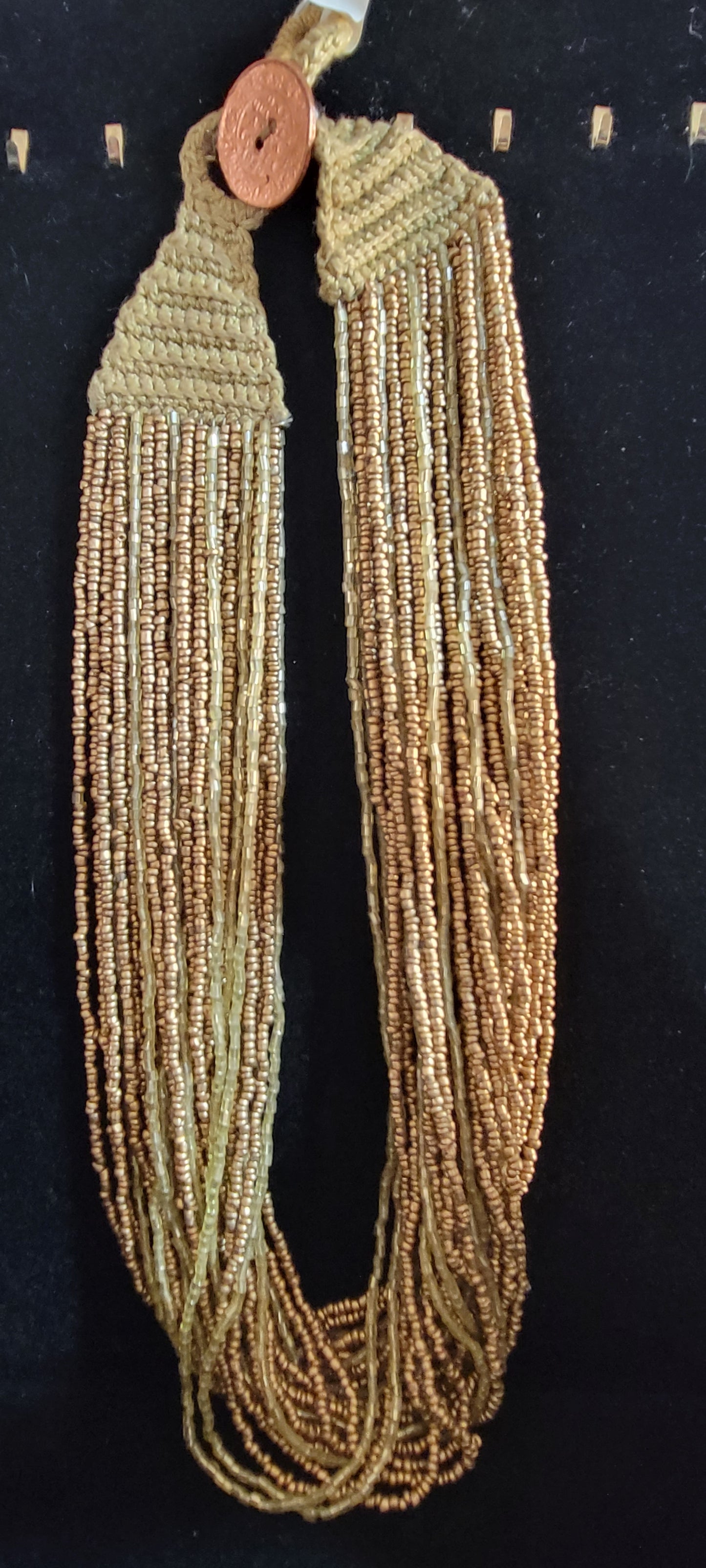 Gold Beaded Multi-Strand Necklace