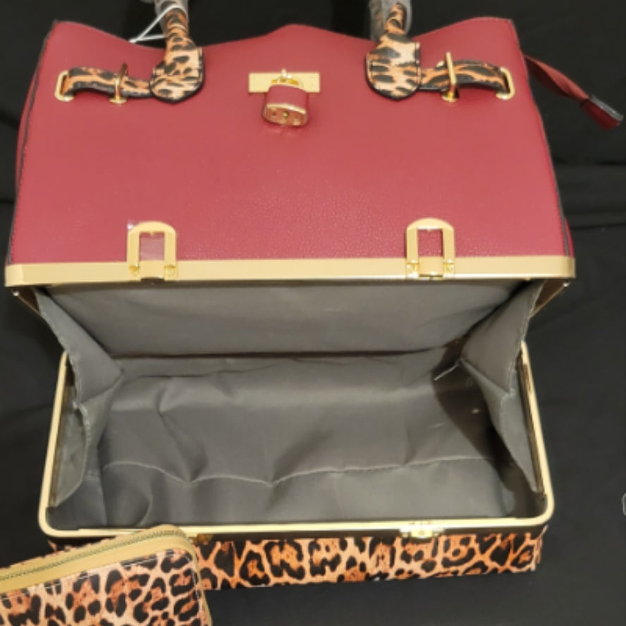 2 Piece Drop Down Cheetah Purse with Matching Wallet