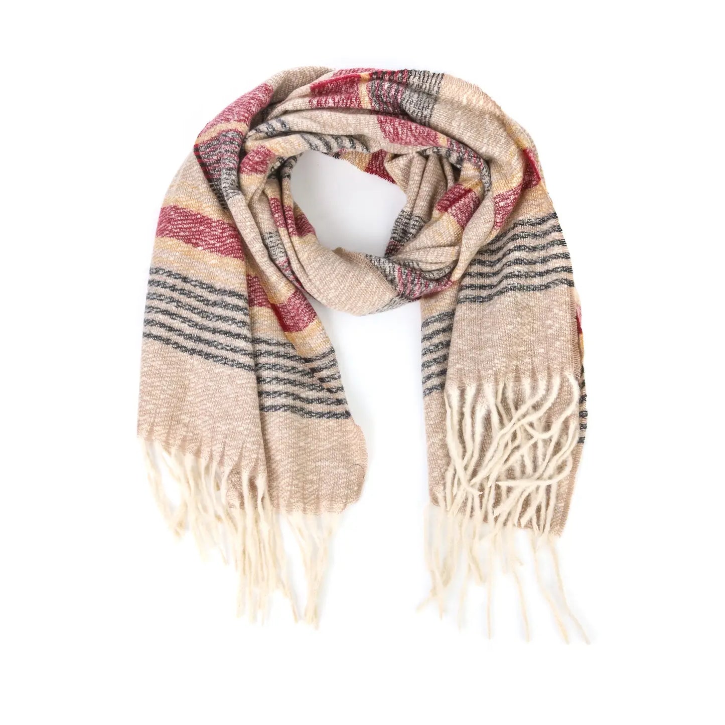 Tatum Fedora w/ striped oblong scarf set